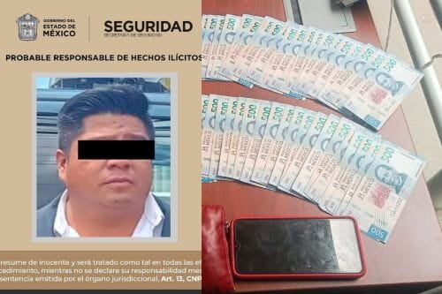 Roba mucho dinero a mujer en Toluca, y lo atrapa la policía con el botín en la mano